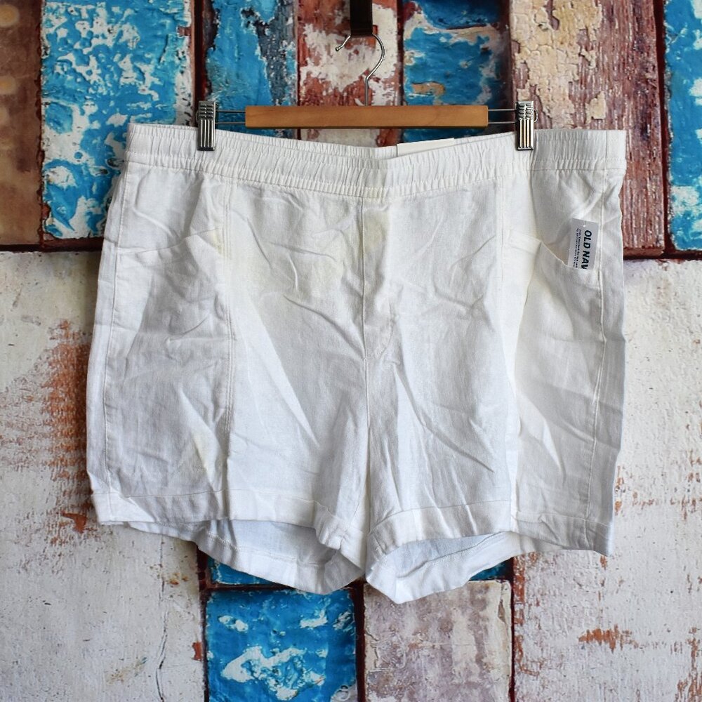 Women's Old Navy High-Waisted Linen-Blend Shorts 3.5" Inseam XLARGE Calla Lily